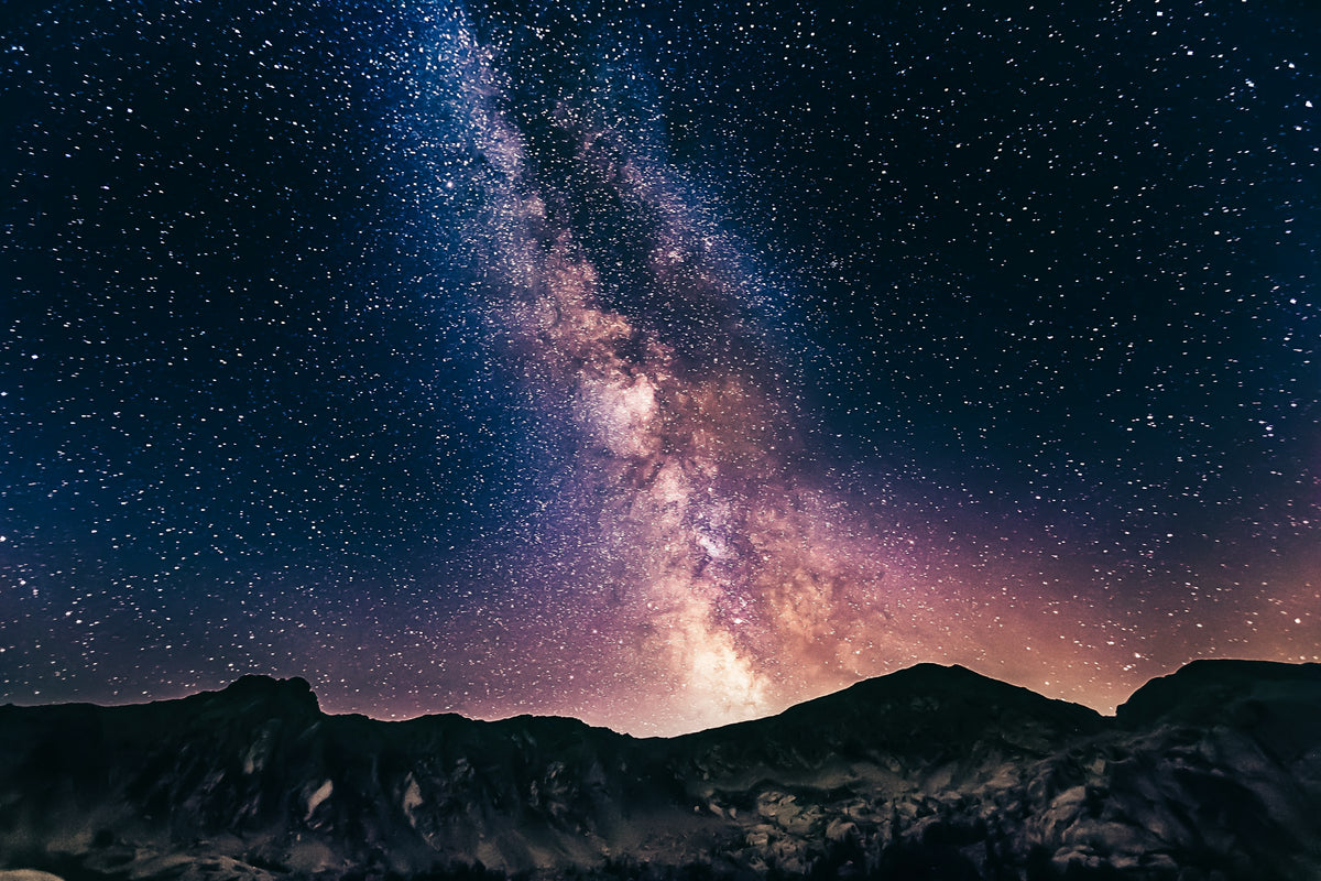 The Milky Way over a mountain ridge